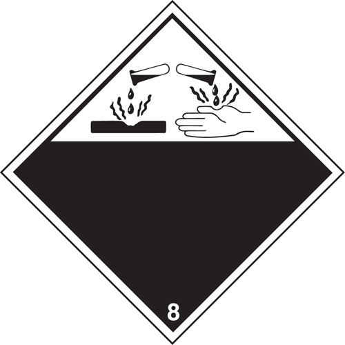&eacute;tiquettes d'exp&eacute;dition TMD, Classe 8, Corrosifs, Vinyle Helyx Safety & Industrial Supplies