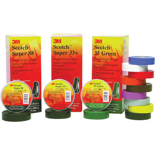 Scotch&reg; Super 33 Tape, 19 mm (3/4") x 20.1 m (66'), Black, 7 mils Helyx Safety & Industrial Supplies