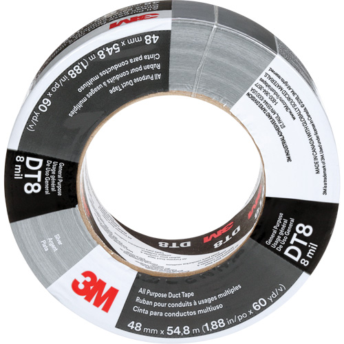 DT8 All-Purpose Duct Tape, 8 mils, Silver, 48 mm (2") x 55 m (180') Helyx Safety & Industrial Supplies