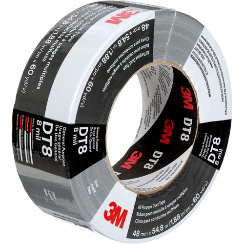 DT8 All-Purpose Duct Tape, 8 mils, Silver, 48 mm (2") x 55 m (180') Helyx Safety & Industrial Supplies