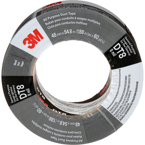 Ruban adh&eacute;sif tout usage DT8, 8 mils, Noir, 48 mm (2") x 55 m (180') Helyx Safety & Industrial Supplies