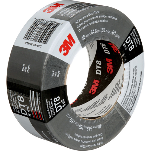 Ruban adh&eacute;sif tout usage DT8, 8 mils, Noir, 48 mm (2") x 55 m (180') Helyx Safety & Industrial Supplies