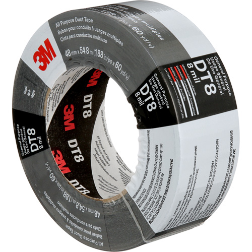 Ruban adh&eacute;sif tout usage DT8, 8 mils, Noir, 48 mm (2") x 55 m (180') Helyx Safety & Industrial Supplies