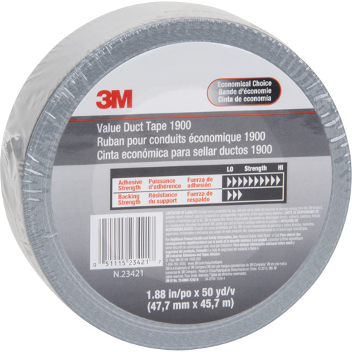 1900 Value Duct Tape, 5.8 mils, Silver, 48 mm (2") x 5.7 m (18.7') Helyx Safety & Industrial Supplies