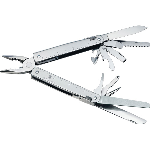 SwissTool Multi-Tool with Lockable Blade, Metal, Metal Handle, 155 mm L, 26 Functions, 0.7 lbs. Helyx Safety & Industrial Supplies