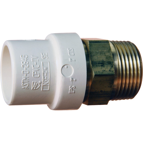 Threaded Pipe Adapter, Hub x MPT, 1/2" Dia., Brass/CPVC Helyx Safety & Industrial Supplies