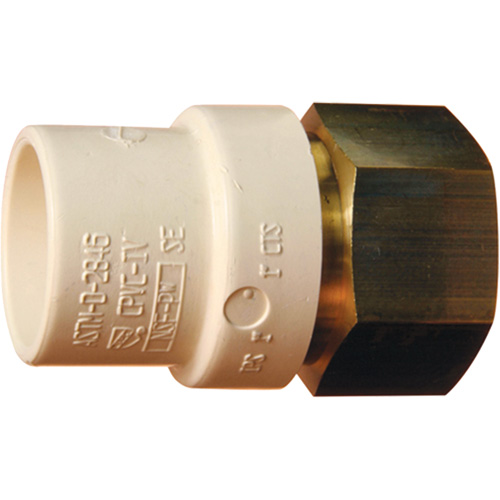 Threaded Pipe Adapter, Hub x FPT, 1" Dia., Brass/CPVC Helyx Safety & Industrial Supplies
