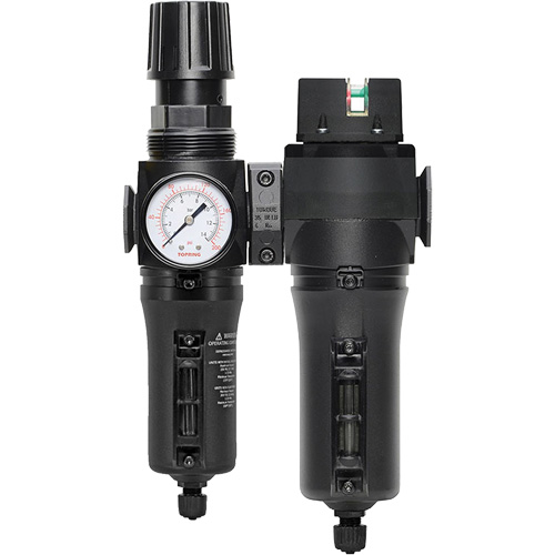 Manual Drain Filter, Regulator & Coalescing Filter with Metal Bowl Modulair 300, 1/4" NPT, 250 PSI, 5.1 fl. oz. Capacity Helyx Safety & Industrial Supplies