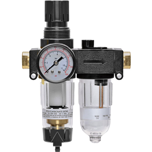 Filter/Regulator & Lubricator with Gauge Modulair 200, 1/4" NPTF Helyx Safety & Industrial Supplies