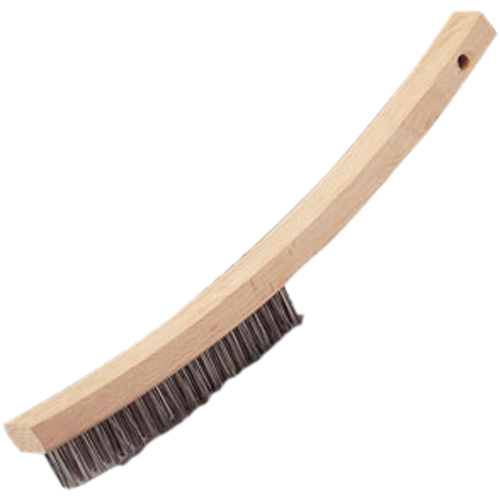 Curved Handle Hand Scratch Brush, Stainless Steel, 4 X 20 Wire Rows, 17" Long Helyx Safety & Industrial Supplies