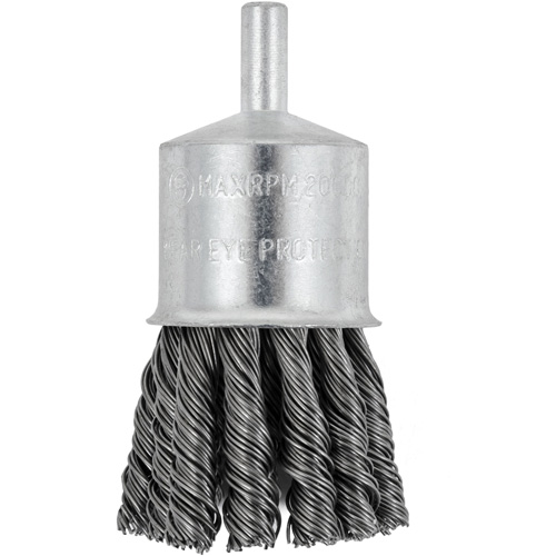 Shaft Mounted Knot Twisted End Brush, 1-1/8" Dia. x 1/4" Arbor Helyx Safety & Industrial Supplies