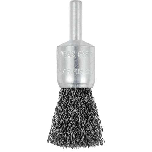 E050-12 Shaft Mounted Crimped End Brush, 1/2", 0.012" Fill, 1/4" Shank Helyx Safety & Industrial Supplies