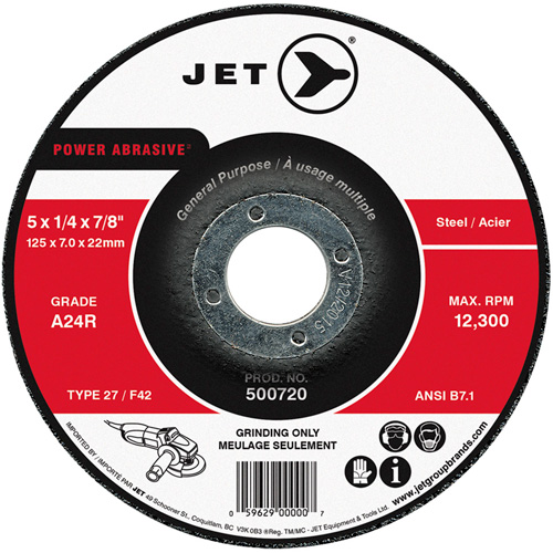 Meule POWER ABRASIVE, 5" x 1/4", Arbre 7/8", Type 27 Helyx Safety & Industrial Supplies