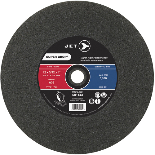 Super Chop Cut-Off Wheel, 12" x 3/32", 1" Arbor, Type 1, 5100 RPM Helyx Safety & Industrial Supplies