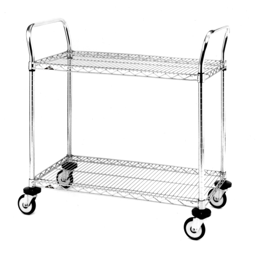 Chariot utilitaire &agrave; usage standard avec tablettes en treillis m&eacute;tallique, Chrom&eacute;, 24" x 39" x 36", Capacit&eacute; 375 lb Helyx Safety & Industrial Supplies