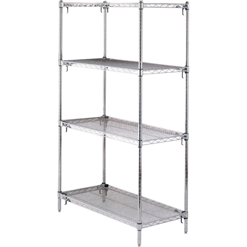ETAGERE,4 TABL18X36X63,CHROME,800LB/TABL., Tiers 4, 36" la x 63" h x 18" p Helyx Safety & Industrial Supplies