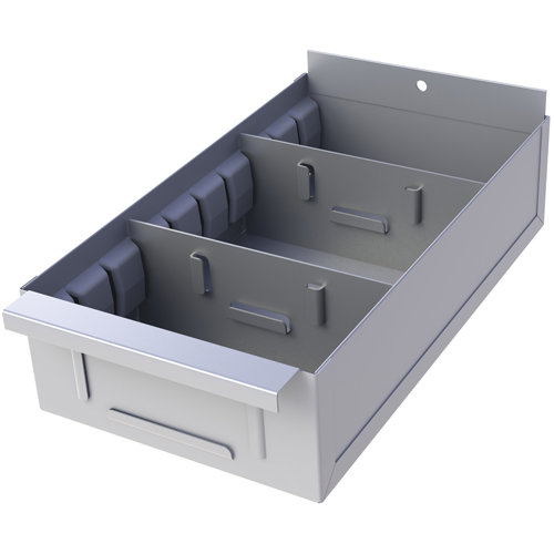 Boîte pour tablette de rayonnage enclenchable Interlok, Acier, 11-5/8" la x 12" p, 2-3/4" h, Gris p&acirc;le Helyx Safety & Industrial Supplies