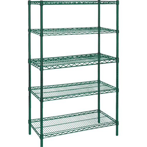 &eacute;tag&egrave;res robustes en treillis m&eacute;tallique au fini &eacute;poxy vert, 5 Tablettes, 30" la x 74" h x 14" p Helyx Safety & Industrial Supplies