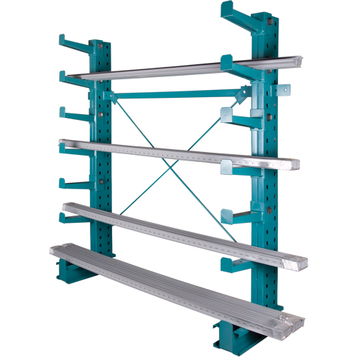 Rayonnage en porte-&agrave;-faux &agrave; barres - Charge l&eacute;g&egrave;re, Un c&ocirc;t&eacute;, Bras de 12", 75" h Helyx Safety & Industrial Supplies