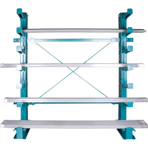 Rayonnage en porte-&agrave;-faux &agrave; barres - Charge l&eacute;g&egrave;re, Un c&ocirc;t&eacute;, Bras de 12", 75" h Helyx Safety & Industrial Supplies