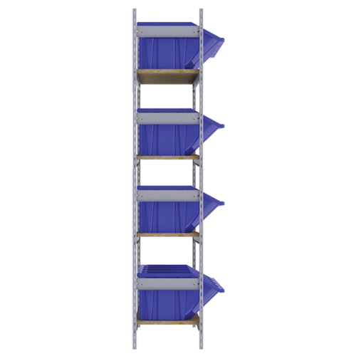 Wide Span Shelving with Jumbo Plastic Bins, Steel, Boltless, 800 lbs. Capacity, 66" W x 72" H x 18" D Helyx Safety & Industrial Supplies