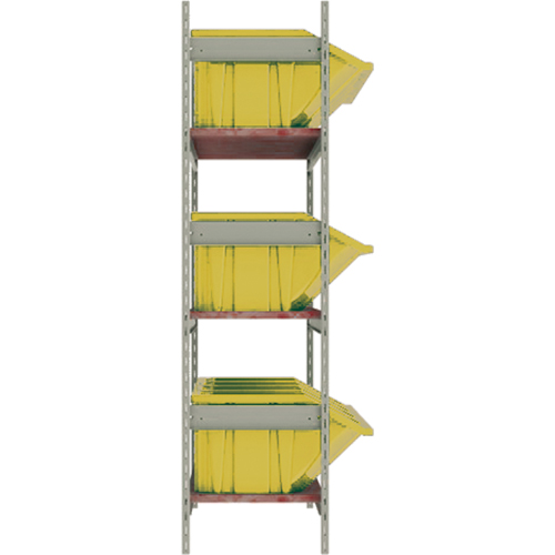 Wide Span Shelving with Jumbo Plastic Bins, Steel, Boltless, 800 lbs. Capacity, 66" W x 60" H x 18" D Helyx Safety & Industrial Supplies