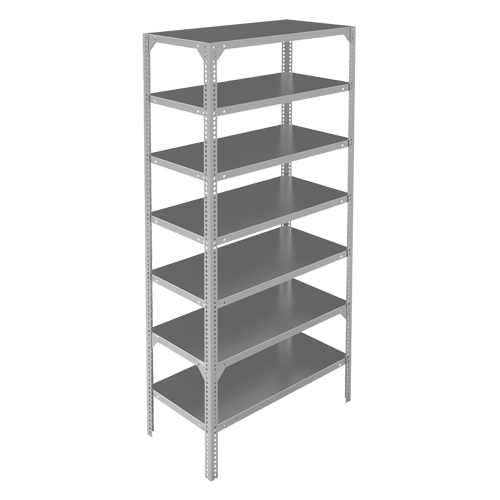 Shelving Unit, Galvanized Steel, Slotted Angle, 300 lbs. Capacity, 48" W x 84" H x 12" D Helyx Safety & Industrial Supplies