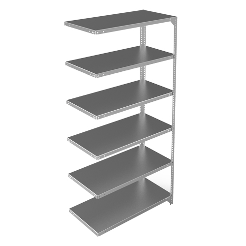 Shelving Unit, Galvanized Steel, Slotted Angle, 400 lbs. Capacity, 36" W x 72" H x 18" D Helyx Safety & Industrial Supplies
