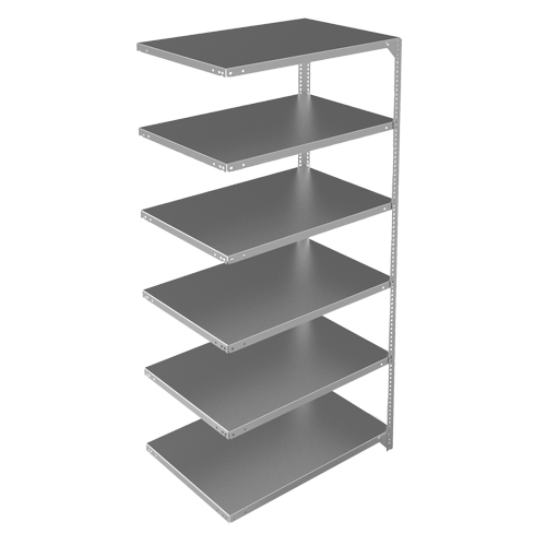 Shelving Unit, Galvanized Steel, Slotted Angle, 400 lbs. Capacity, 36" W x 72" H x 24" D Helyx Safety & Industrial Supplies