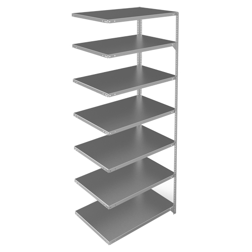 Shelving Unit, Galvanized Steel, Slotted Angle, 400 lbs. Capacity, 36" W x 84" H x 24" D Helyx Safety & Industrial Supplies