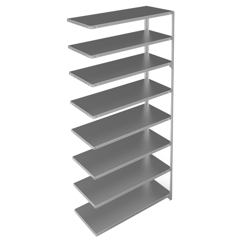 Shelving Unit, Galvanized Steel, Slotted Angle, 275 lbs. Capacity, 48" W x 96" H x 18" D Helyx Safety & Industrial Supplies