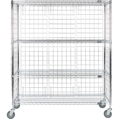 Chariot ferm&eacute; en treillis m&eacute;tallique, Chrom&eacute;, 60" x 69" x 24", Capacit&eacute; 800 lb Helyx Safety & Industrial Supplies