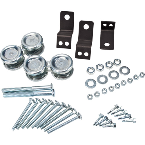 Ensemble de quincaillerie pour porte coulissante de partition en treillis m&eacute;tallique Helyx Safety & Industrial Supplies