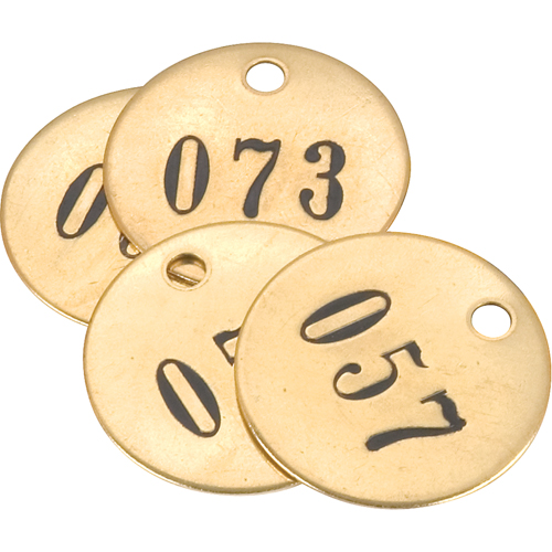 Numbered Tags, # 001 - 025, Brass, 1.5" dia Helyx Safety & Industrial Supplies