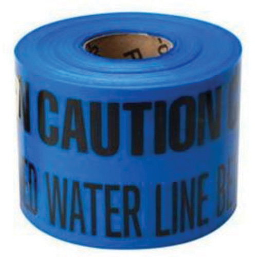 Ruban d'avertissement de danger souterrain Buried Water Line Identoline, 6" la x 1000' lo, Noir sur bleu Helyx Safety & Industrial Supplies