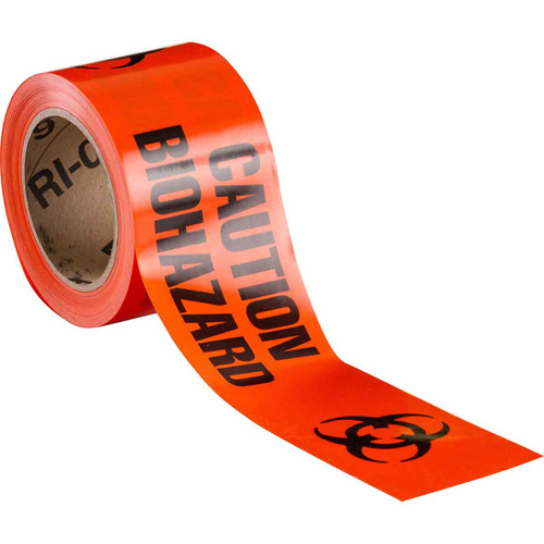 Ruban pour barricade, Anglais, 3" la x 200' lo, 3 mils, Noir/orange Helyx Safety & Industrial Supplies