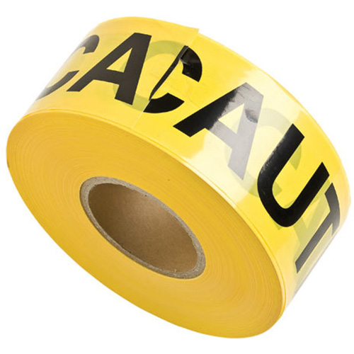Rubans pour barricades, Anglais, 3" la x 1000' lo, 3 mils, Noir sur jaune Helyx Safety & Industrial Supplies