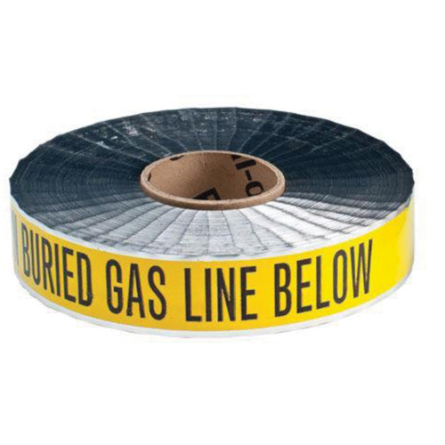 Ruban d'avertissement de danger souterrain Gas Line Identoline, 2" la x 1000' lo, Noir sur jaune Helyx Safety & Industrial Supplies
