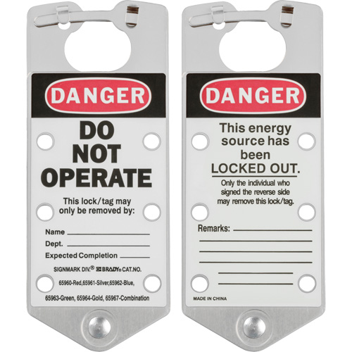Moraillons de verrouillage &eacute;tiquet&eacute;s, Argent Helyx Safety & Industrial Supplies