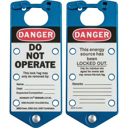 Moraillons de verrouillage &eacute;tiquet&eacute;s, Bleu Helyx Safety & Industrial Supplies