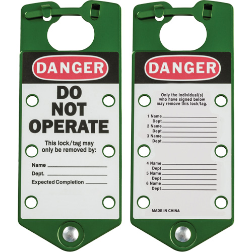 Moraillons de verrouillage &eacute;tiquet&eacute;s, Vert Helyx Safety & Industrial Supplies