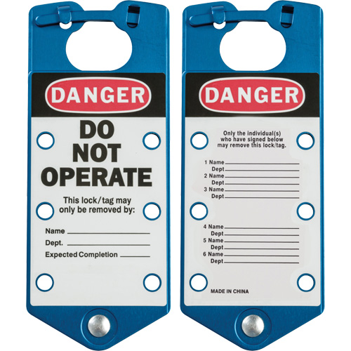 Moraillons de verrouillage &eacute;tiquet&eacute;s, Bleu Helyx Safety & Industrial Supplies