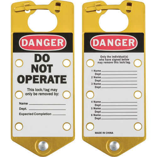 Moraillons de verrouillage &eacute;tiquet&eacute;s, Jaune Helyx Safety & Industrial Supplies