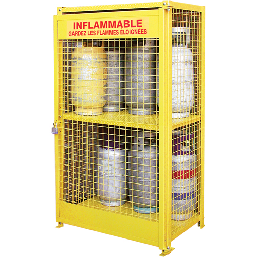 Armoires pour cylindres &agrave; gaz, nbre de bouteilles: 12, 44" , 30" , 74" , Jaune Helyx Safety & Industrial Supplies