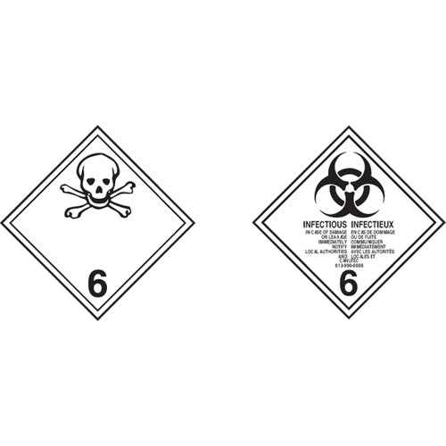 TDG Shipping Labels, Class 6.1, Toxic Substances, Paper Helyx Safety & Industrial Supplies