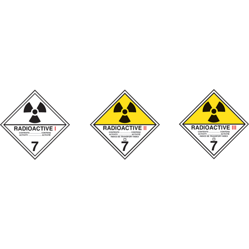 TDG Shipping Labels, Class 7, Radioactive I, Vinyl Helyx Safety & Industrial Supplies