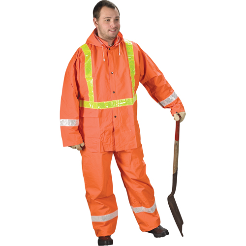 Tornado Traffic Rain Suit, PVC, Small, High Visibility Orange Helyx Safety & Industrial Supplies