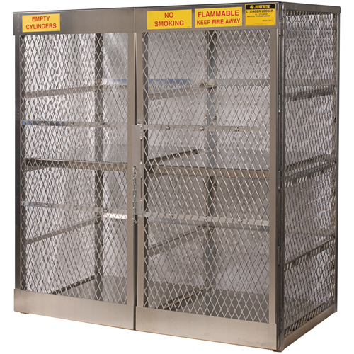 Aluminum LPG Cylinder Locker Storage, 16 Cylinder Capacity, 60" W x 32" D x 65" H, Silver Helyx Safety & Industrial Supplies