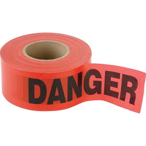 Petits rubans standards pour barricades, Anglais, 3" la x 300' lo, 2 mils, Noir/rouge Helyx Safety & Industrial Supplies