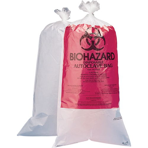 Sacs pour d&eacute;chets dangereux, Biorisque, 24" lo x 12" la, 1,5 mil, Capacit&eacute; de 3.7 L (1 gal.) Helyx Safety & Industrial Supplies